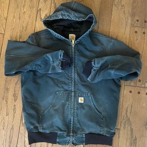 Men’s Large Carhartt Faded Black Zip Hoodie With Warm Liner